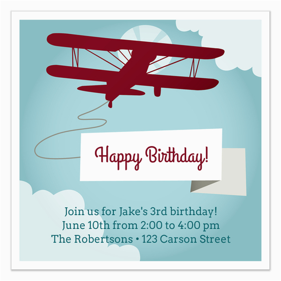 airplane birthday invitation