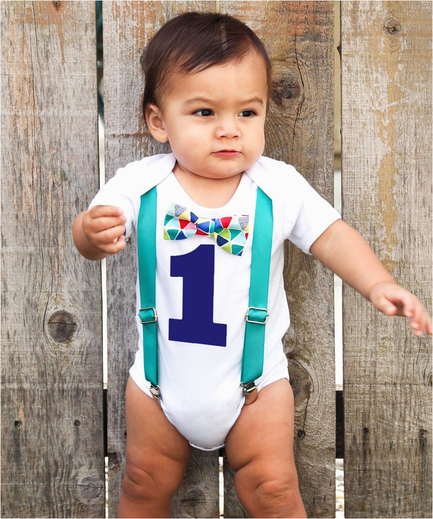 teal blue red baby boy first birthday outfit birthday shirt cute first birthday outfits for boys bow tie and suspenders im one 1st