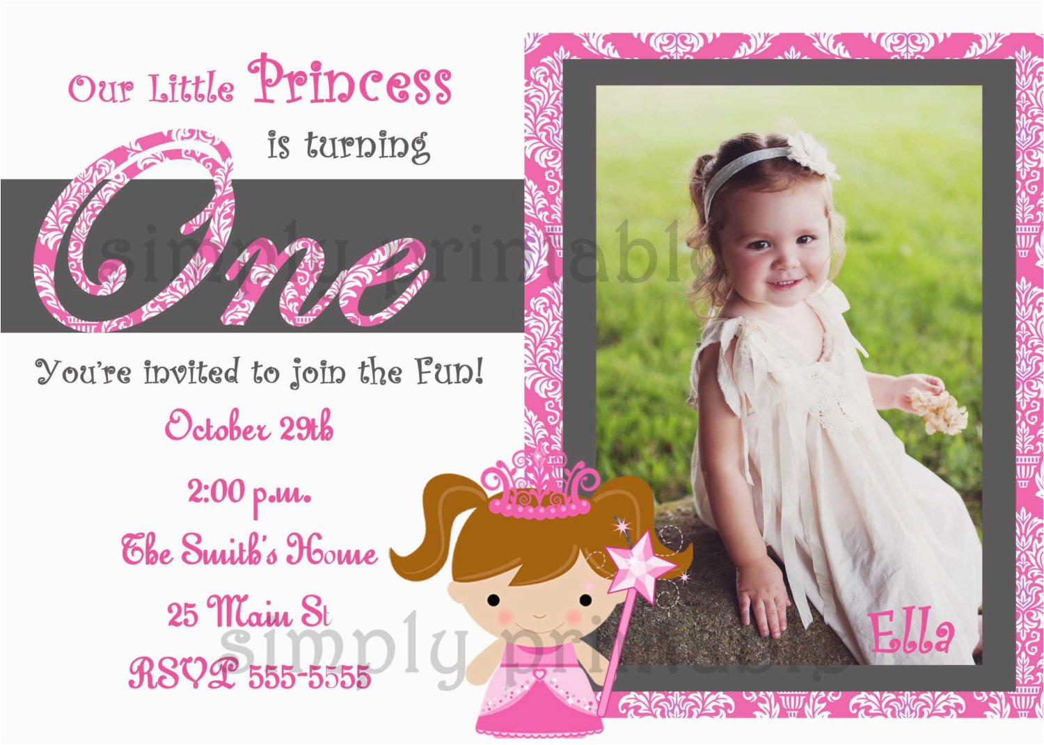 baby girl 1st birthday invitation