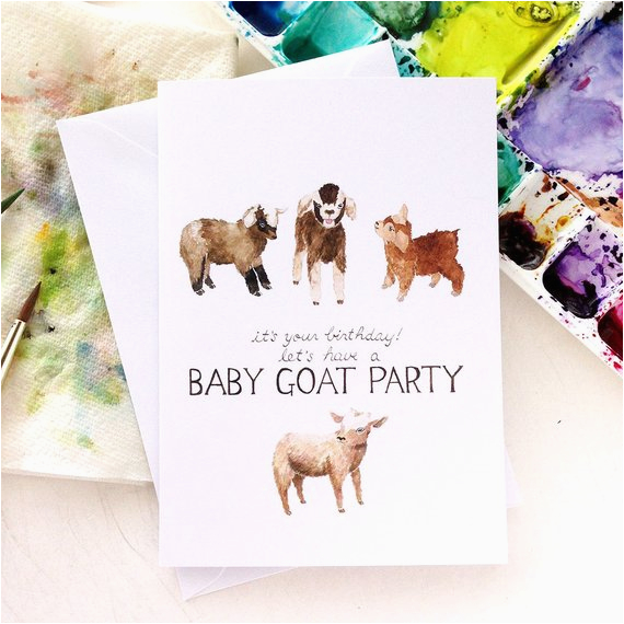 baby goat party birthday illustrated