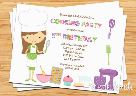 kids baking birthday party invitation