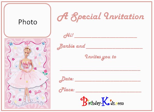 barbie birthday invitations