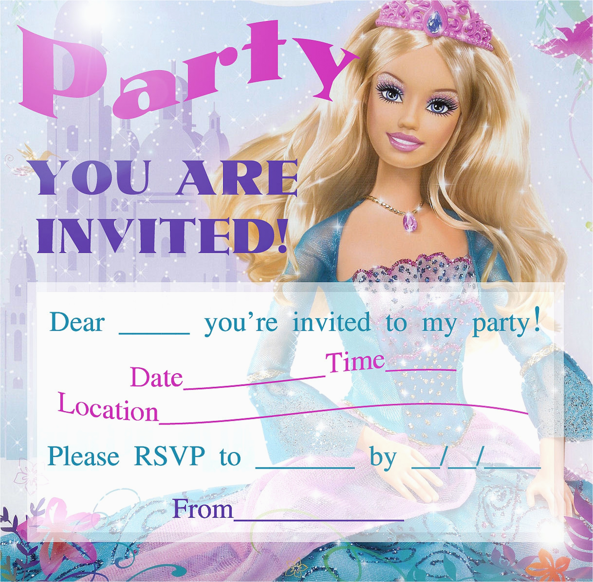 barbie birthday invitations template