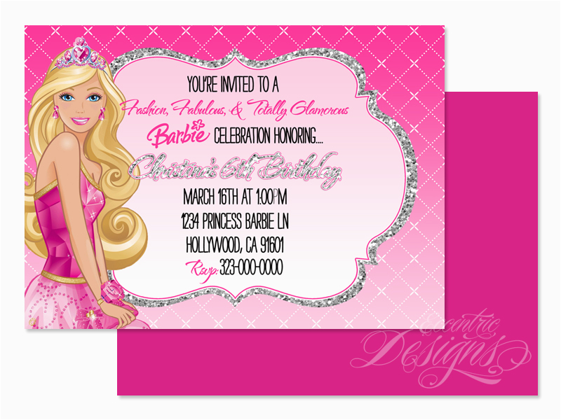 barbie birthday party invitations
