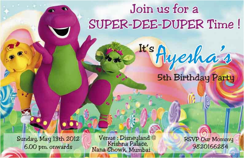 barney birthday invitation templates