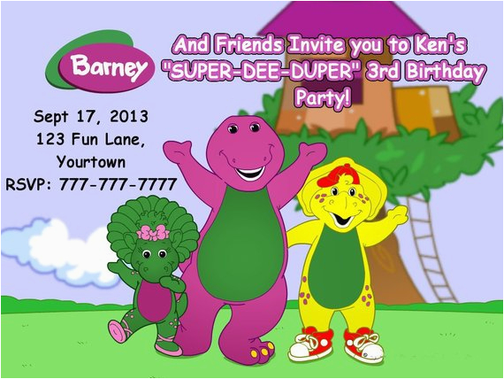 barney and friends birthday invitation