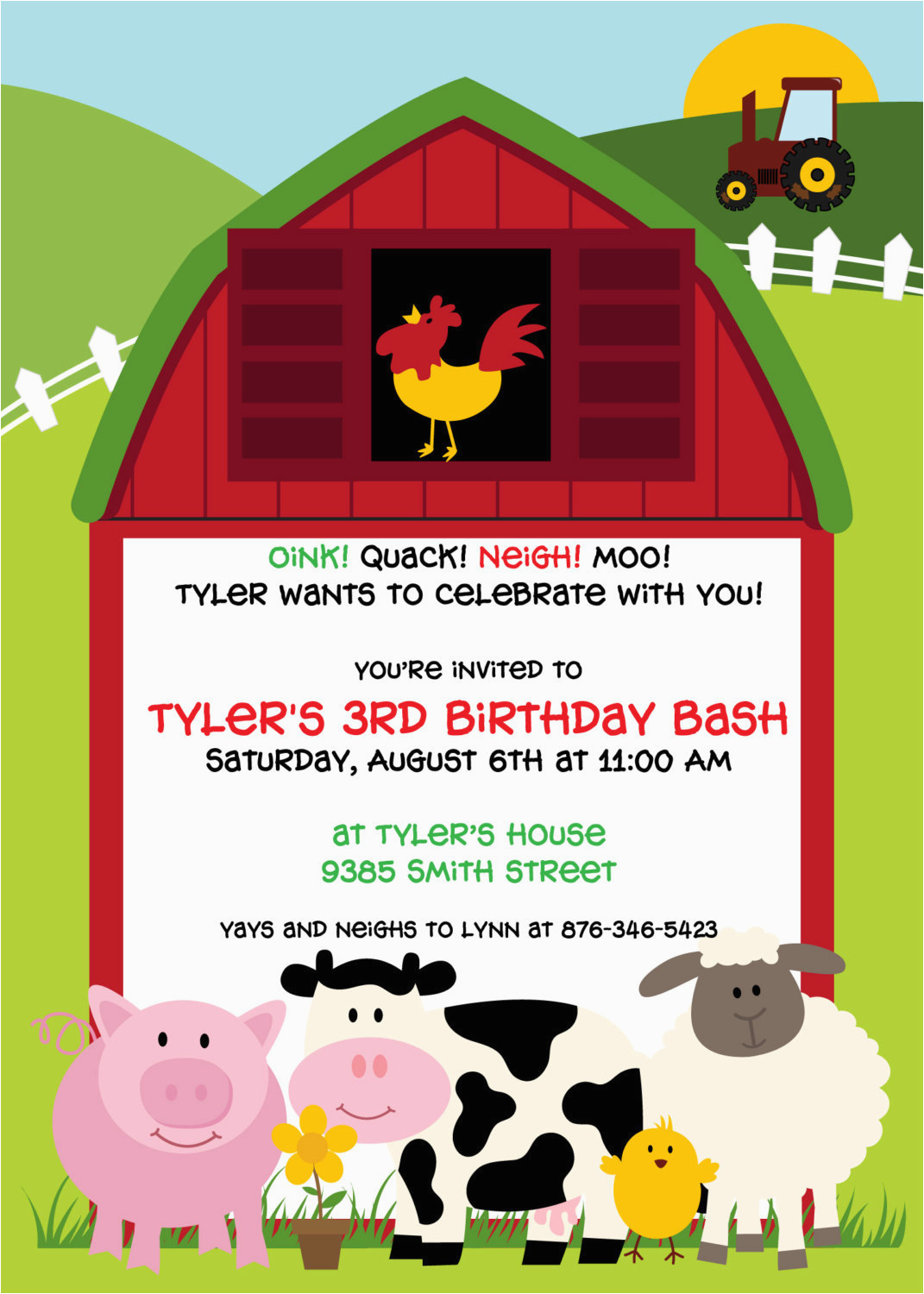 barnyard bash birthday party invitation