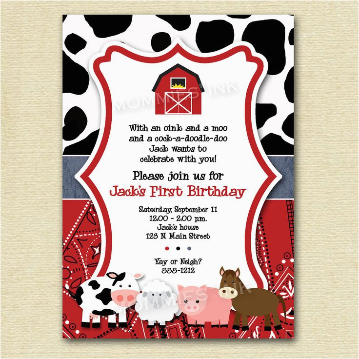 farm themed birthday party invitations