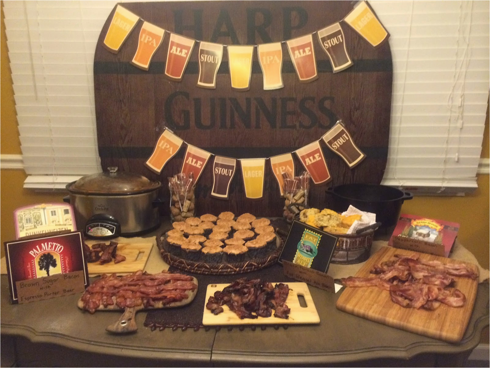 beer bacon birthday party food