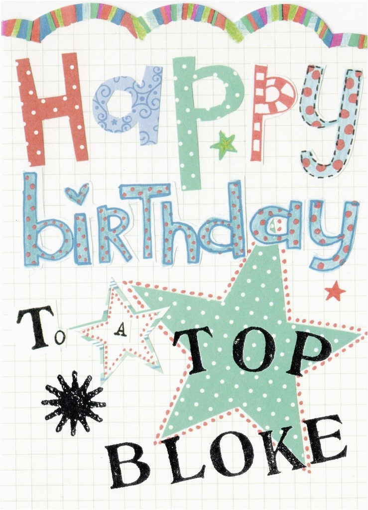 happy birthday to a top bloke paper salad birthday card