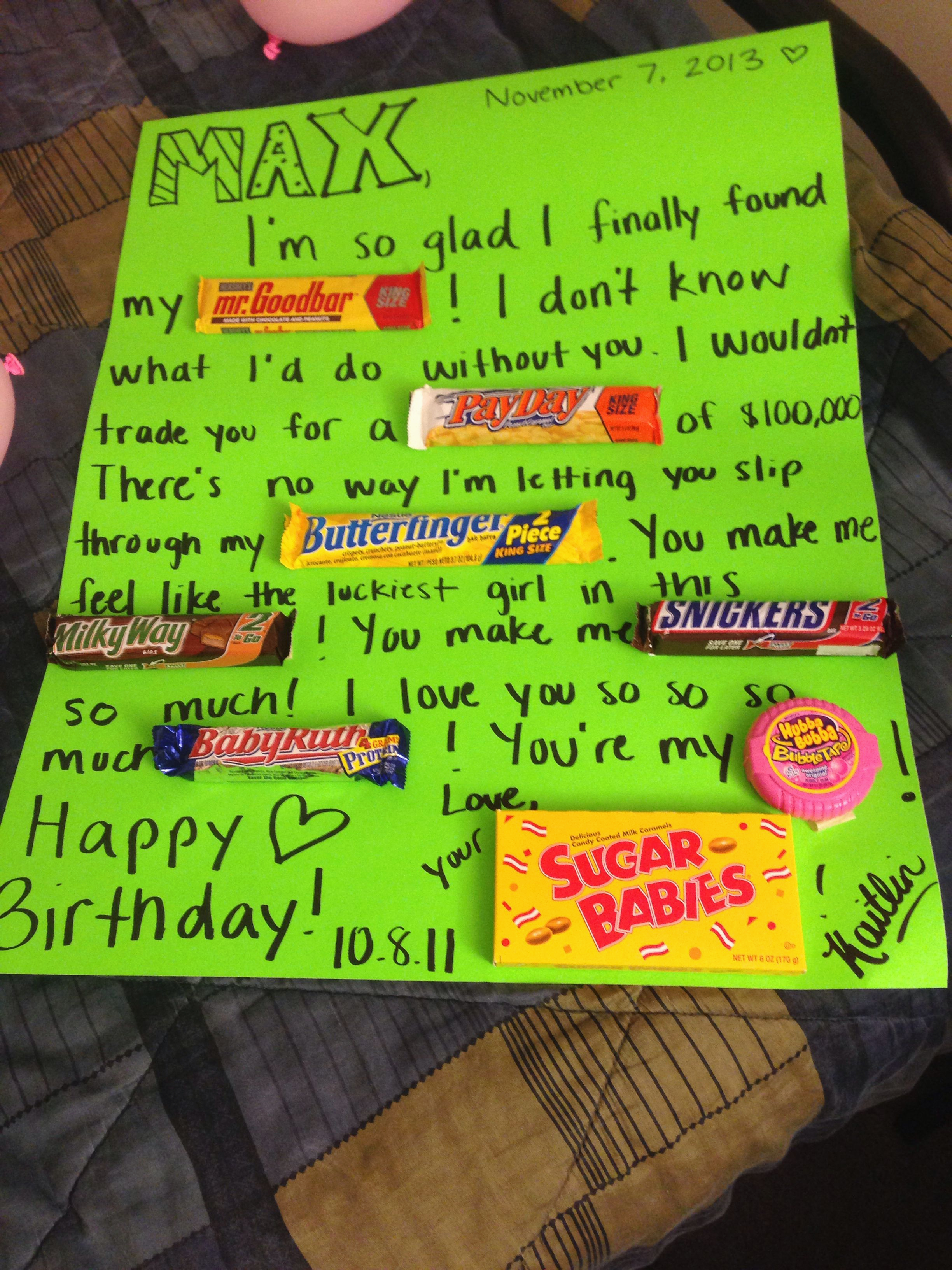 for my boyfriend on his birthday candy birthday card