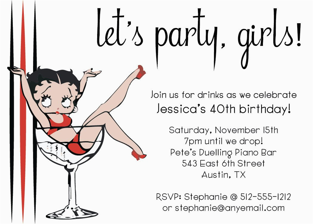 party on with betty boop invitation