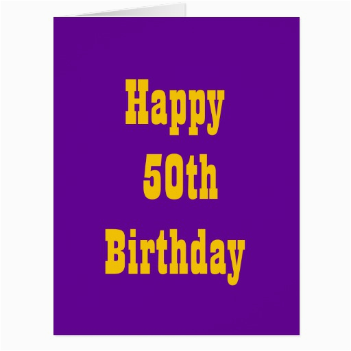 purple and gold 50th big birthday card zazzle