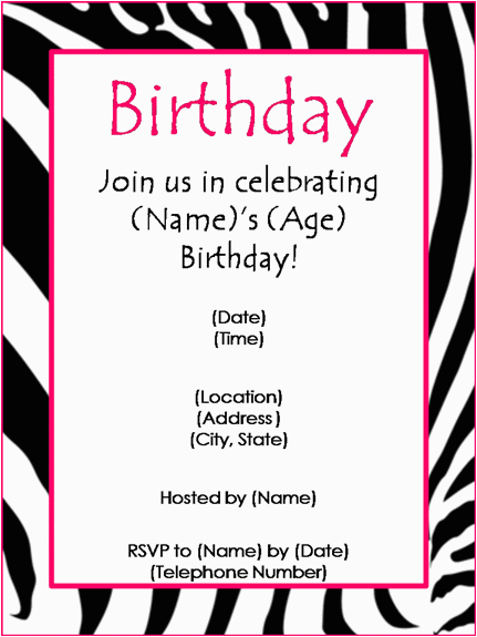 Birthday Bash Invitations Templates Free Birthday Party Invitation Templates for Word