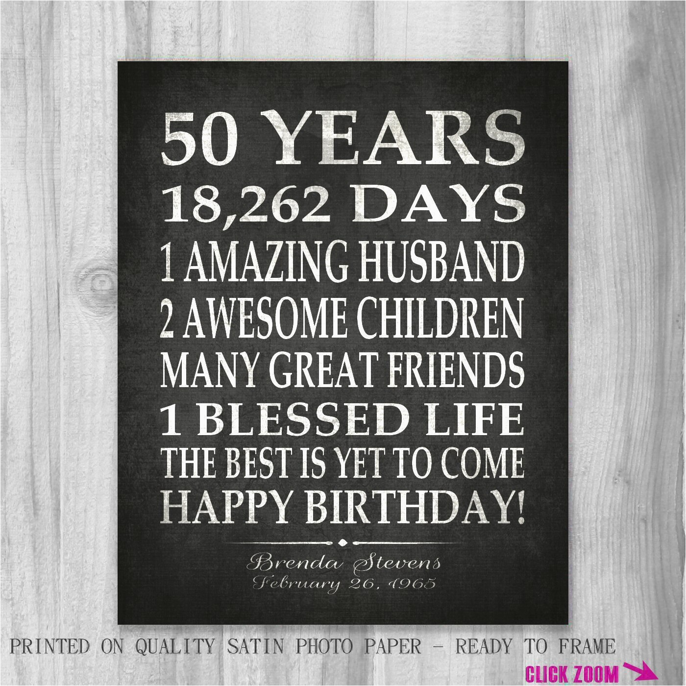 50th birthday party gift personalized 50
