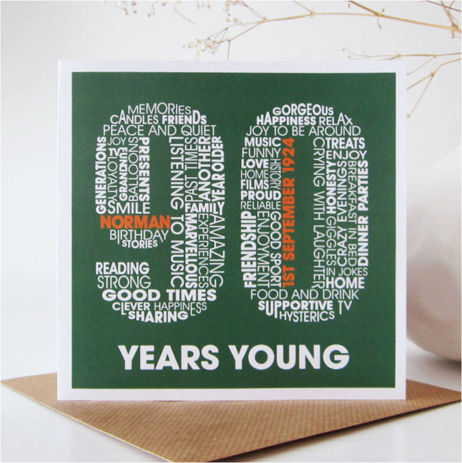 Birthday Card For 90 Year Old Man Personalised 90th Birthday Card By 