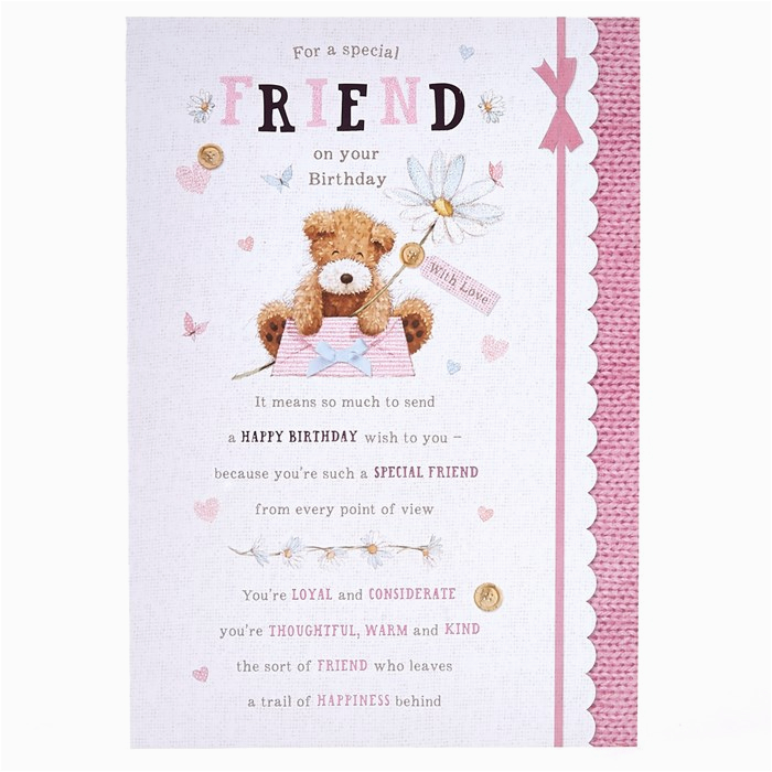 special friend birthday card bear with envelope card