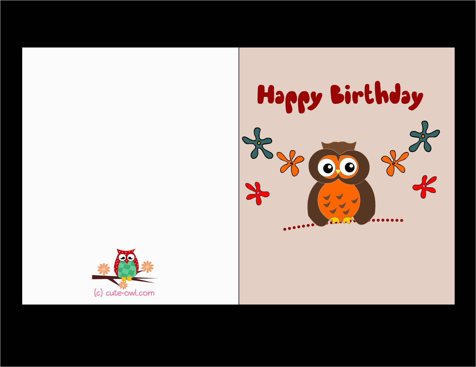 free printable cute owl birthday cards