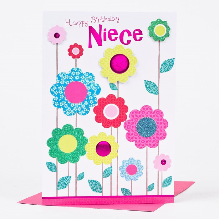 birthday card niece colourful flowers only 79p