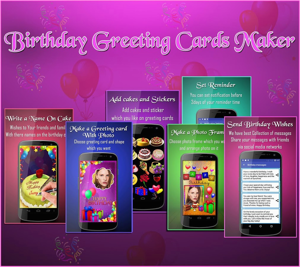 birthday greeting cards maker photo frames cakes