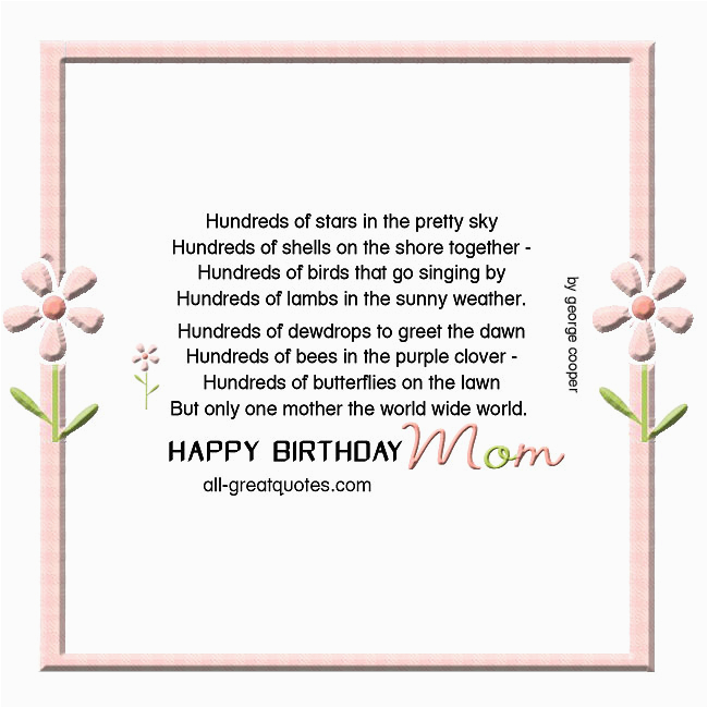 happy birthday mom card beautiful poem george cooper