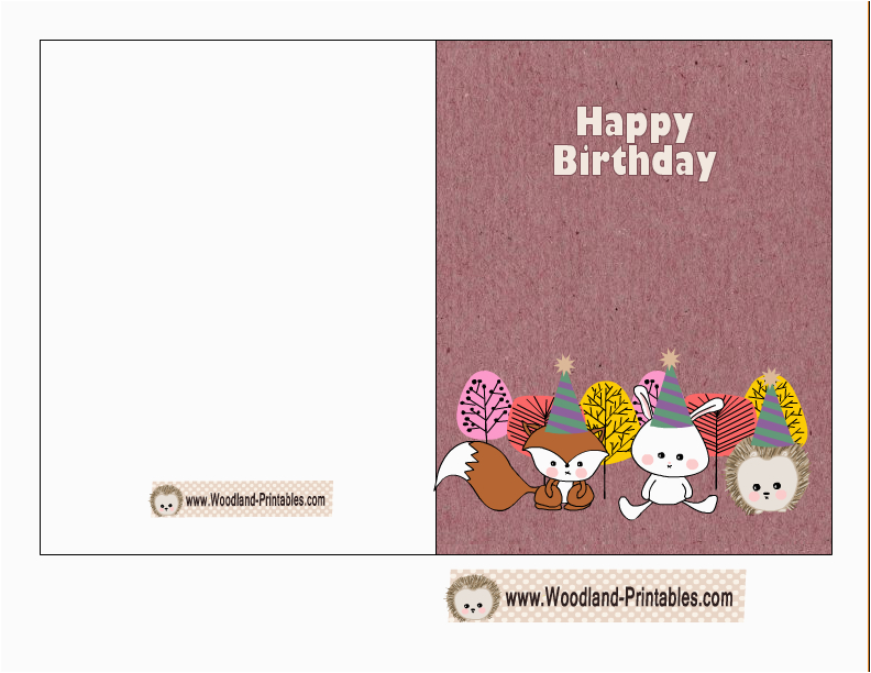 free printable woodland birthday cards