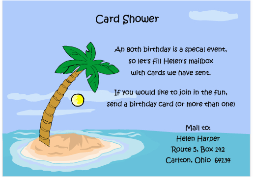 birthday card shower invitation wording