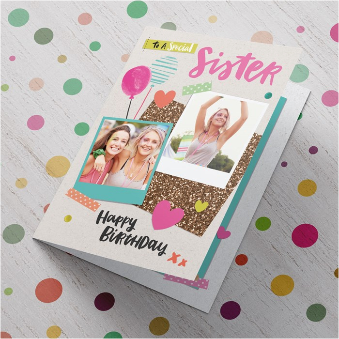 double photo upload birthday card special sister