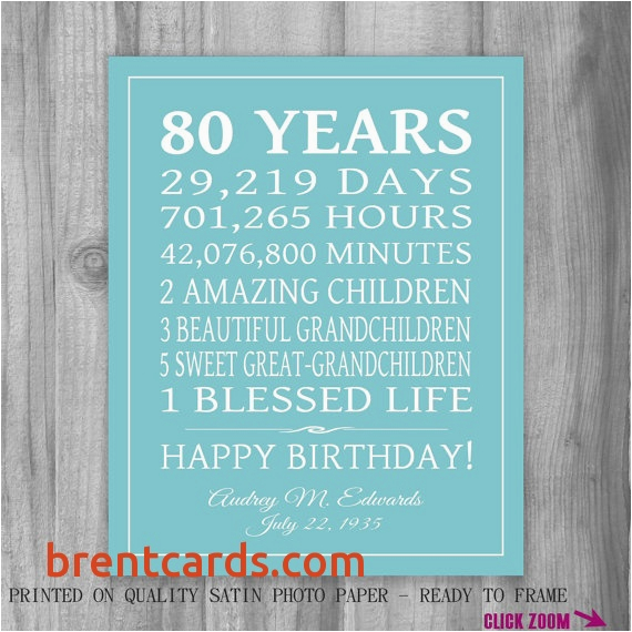 birthday card for 80 year old woman elegant 80th birthday gift 80 years sign personalized gift art print