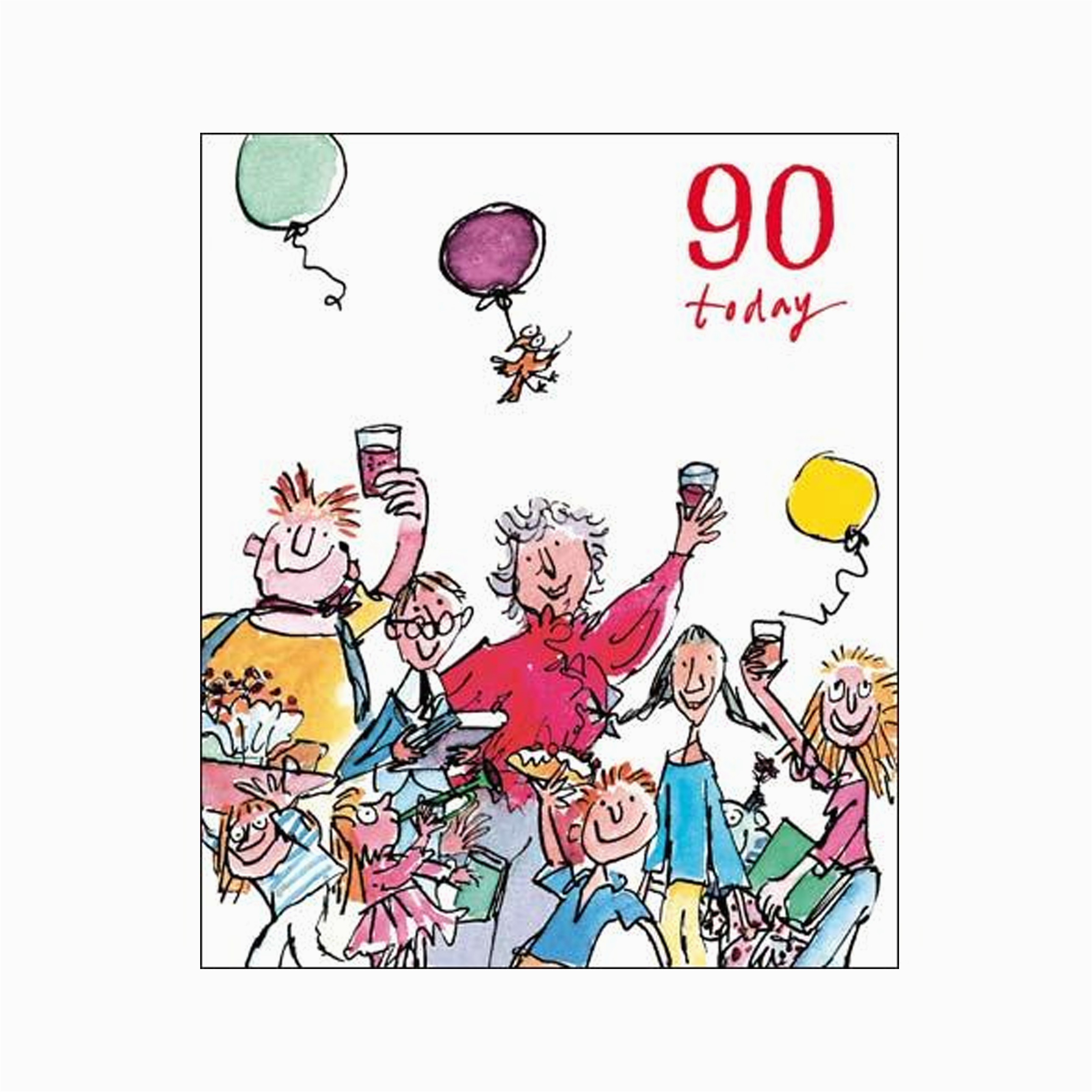 90th unisex birthday card quentin blake