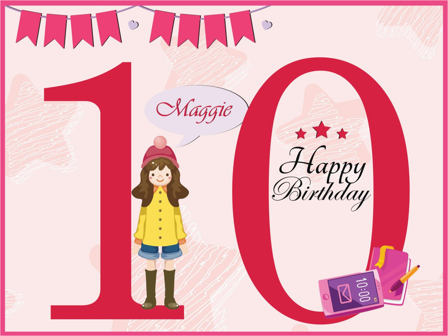 age 10 year old girl birthday banner teen design poster wall