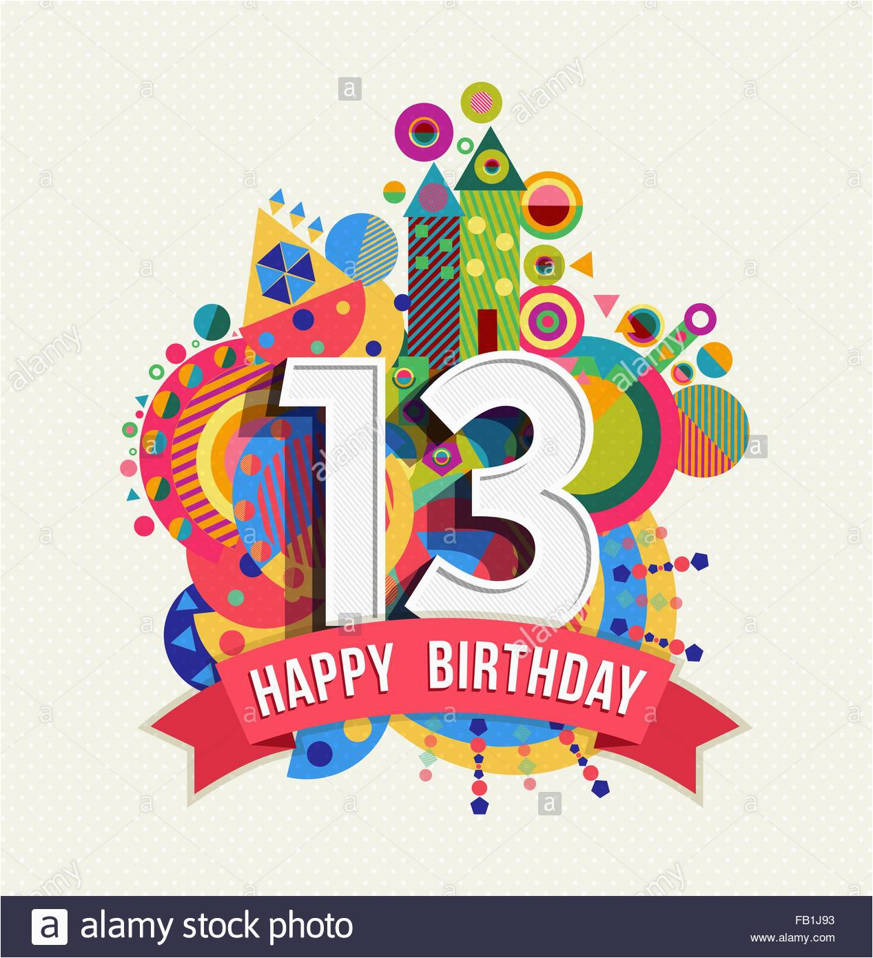 stock photo happy birthday thirteen 13 year fun celebration greeting card with 92849375