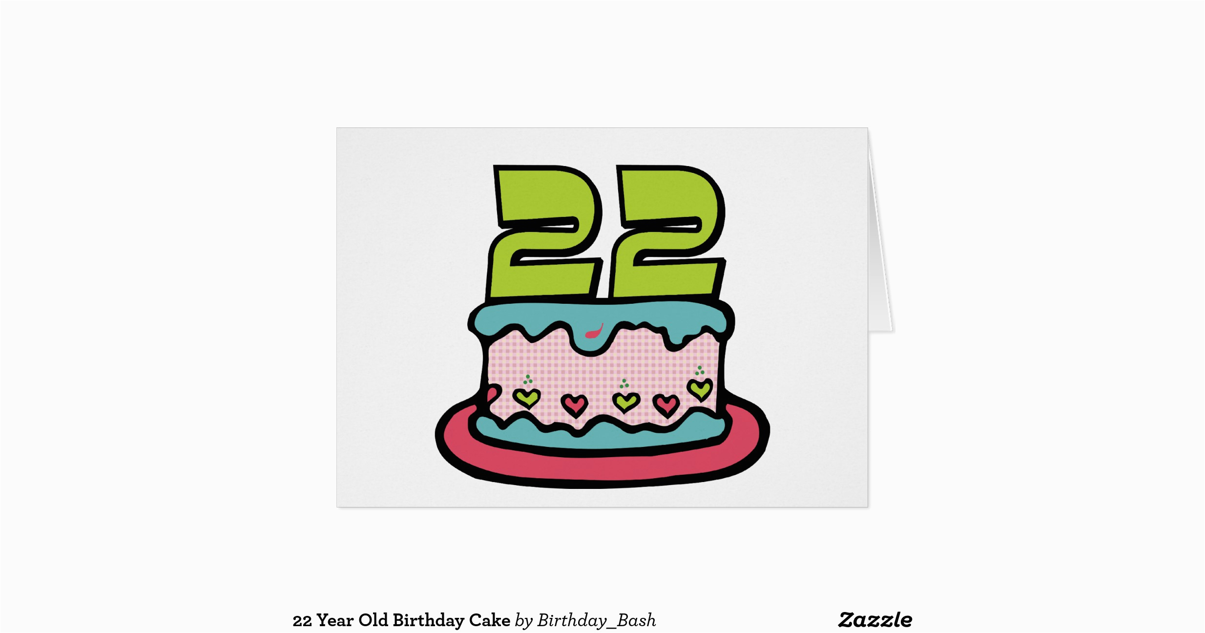 22 year old birthday cake greeting card