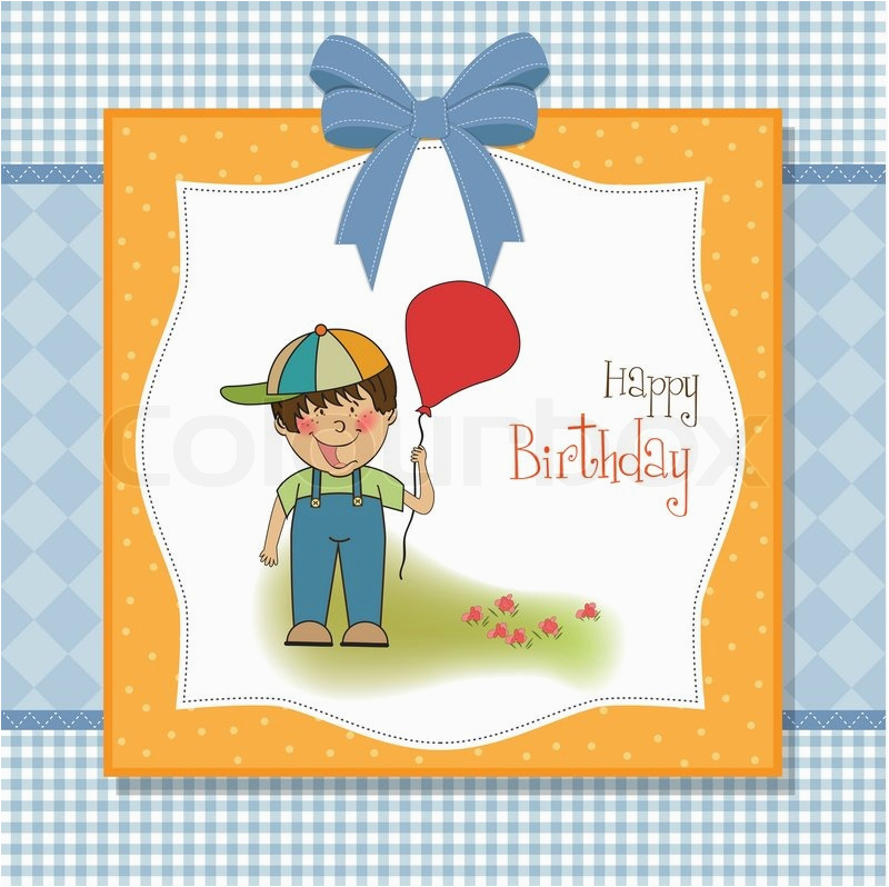 birthday greeting card with little boy stock vector