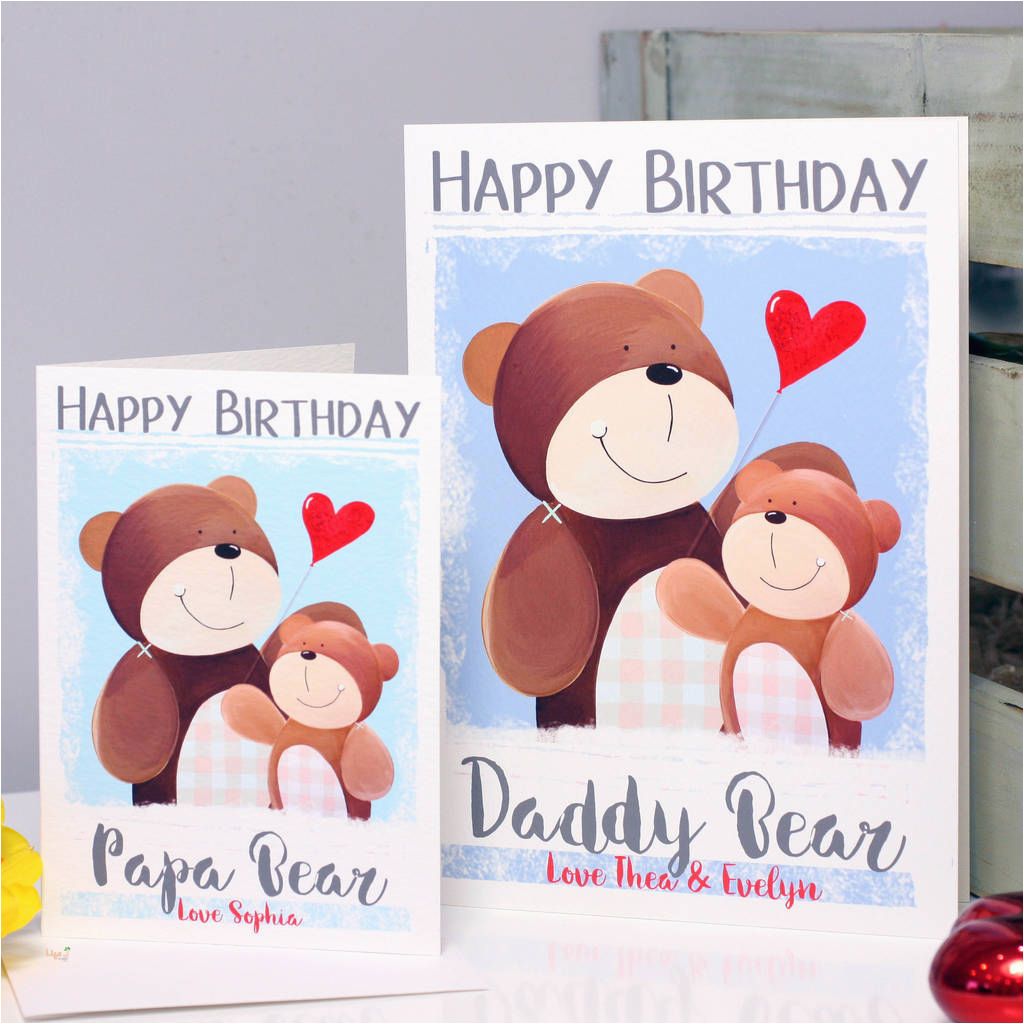 personalised daddy papa bear birthday card by liza j