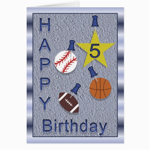 happy 5th birthday sports themed greeting card 137266443452327858