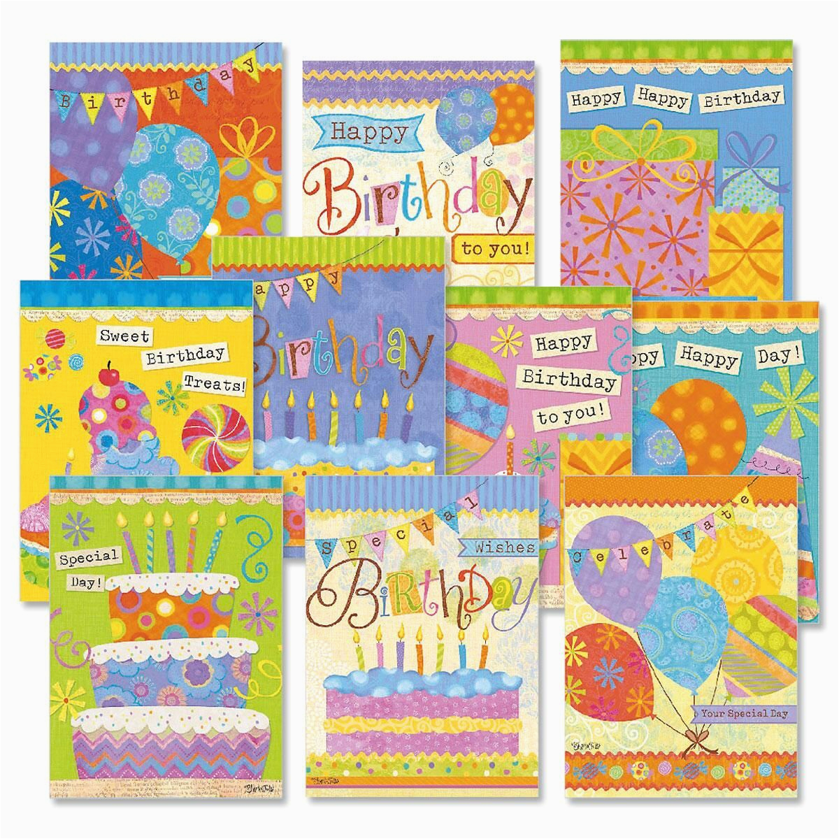 banner day birthday cards value pack colorful images