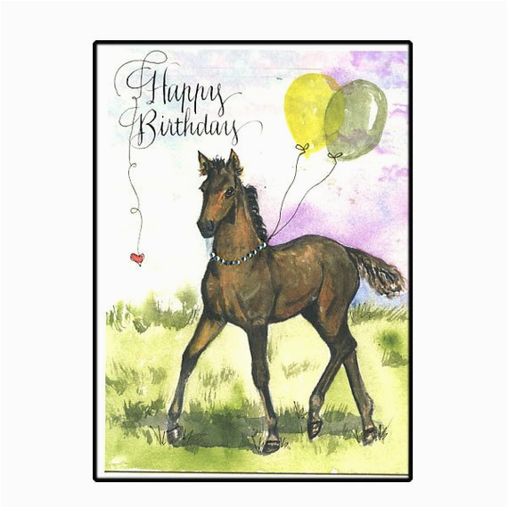 horse birthday card in watercolor horse lover birthday card