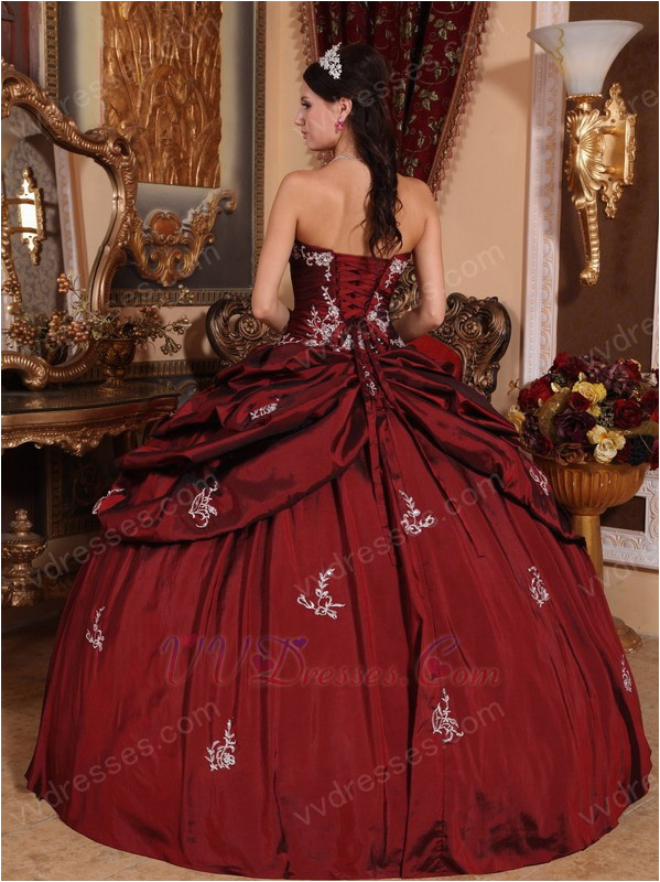 burgundy puffy skirt quinceanera dress for 16th birthday party