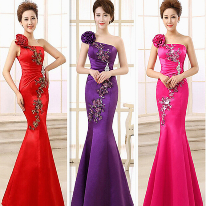 party purple red long bridesmaid formal women party dress