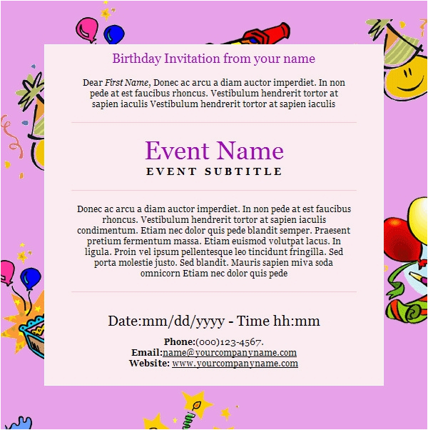 Birthday Email Invitation BirthdayBuzz