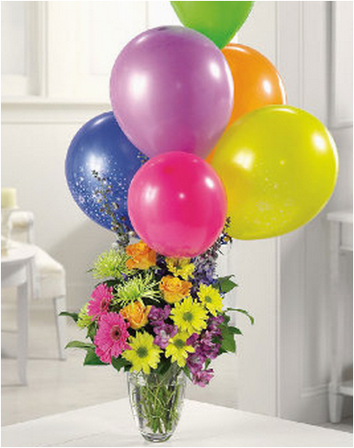 birthday flowers ideas with colorful balloons png 1 comment