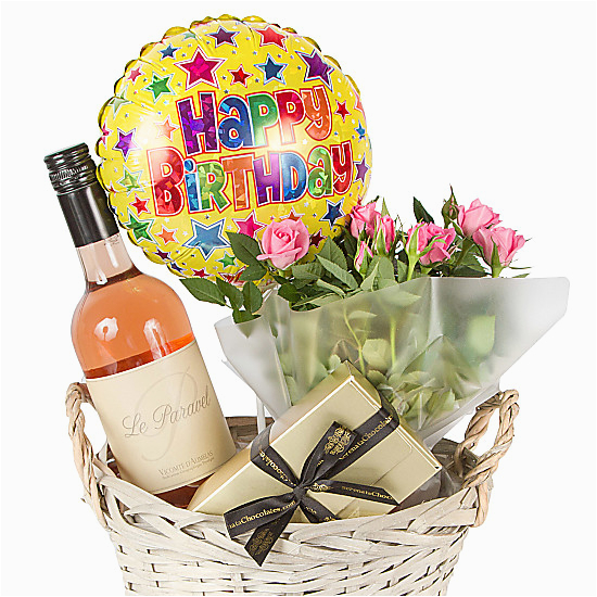 rose wine gift basket happy birthday delivered next day