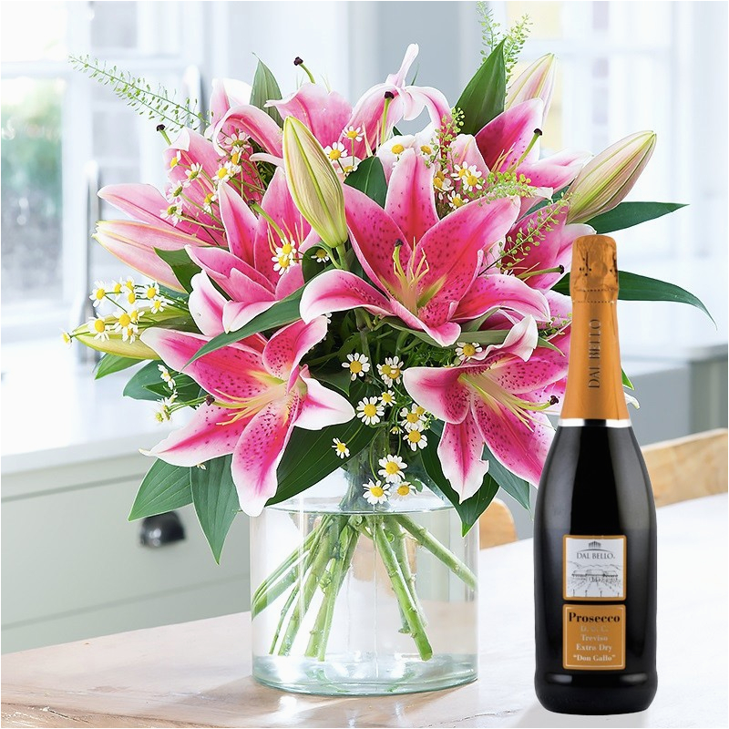 stargazer lily daisy prosecco