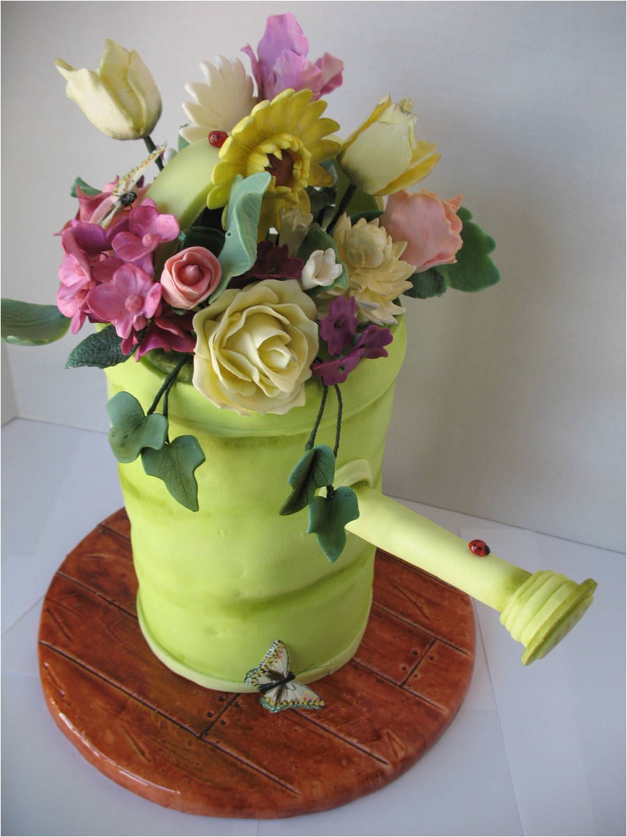 flower bouquet watering can special 95th cake