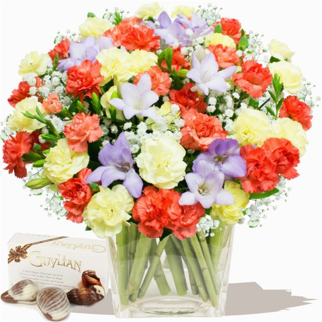 scented birthday bouquet chocolates freesias by post