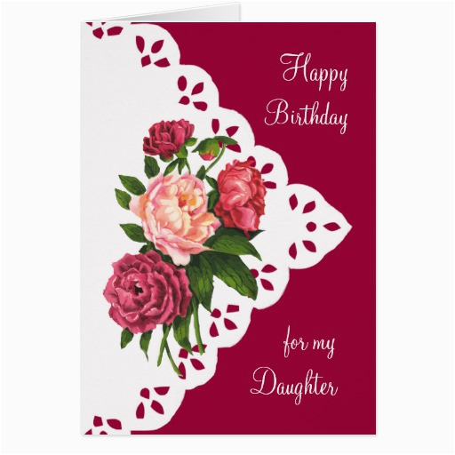 vintage peony flower for daughter birthday greeting card