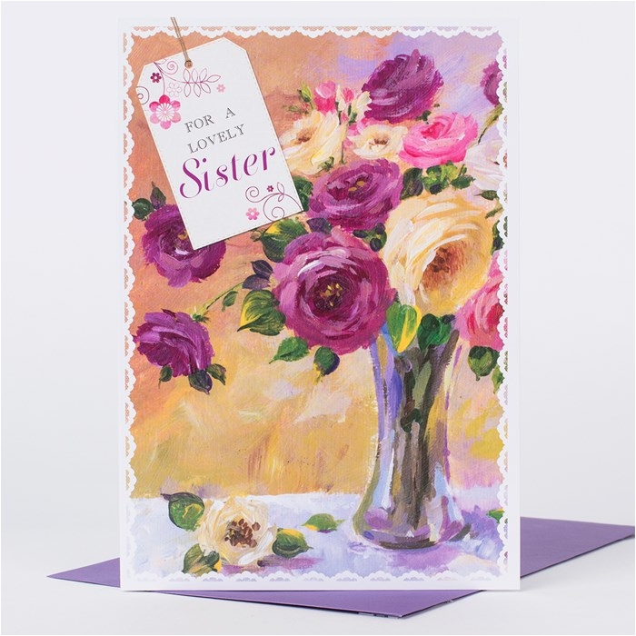 birthday card flowers for a lovely sister only 29p