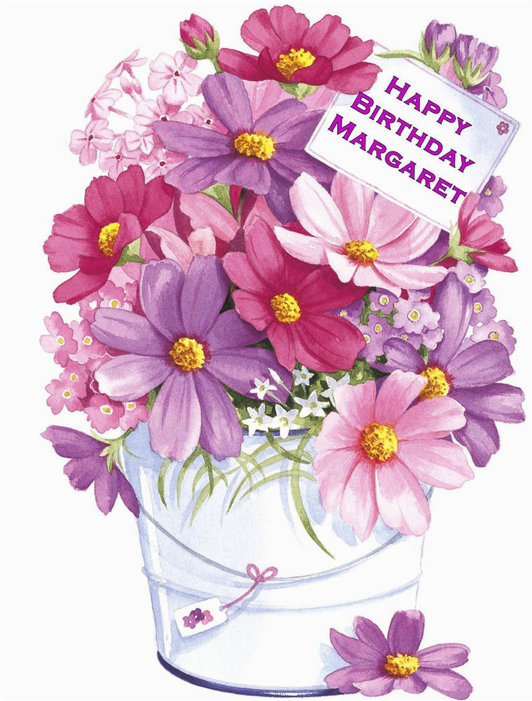 flowers birthday personalised a5 card mum nan auntie 70th