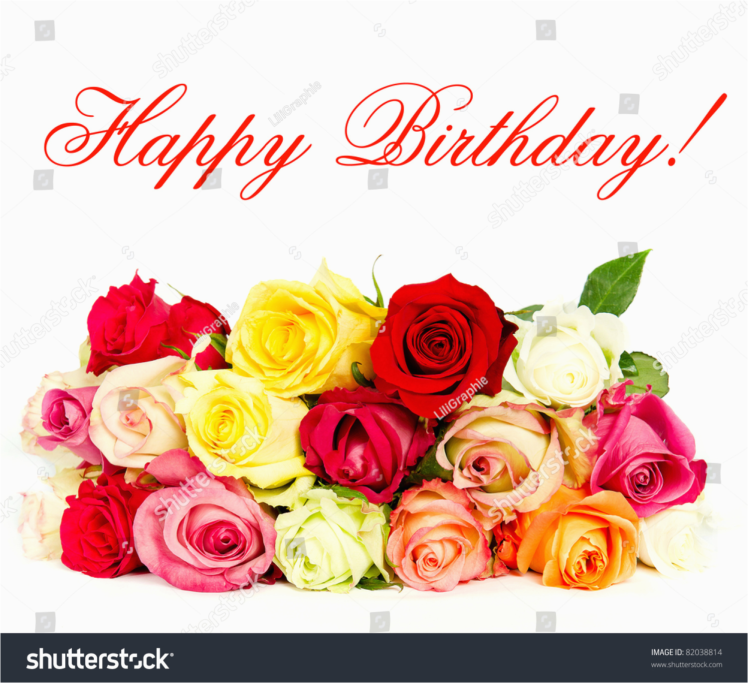 happy birthday colorful roses beautiful flower stock photo